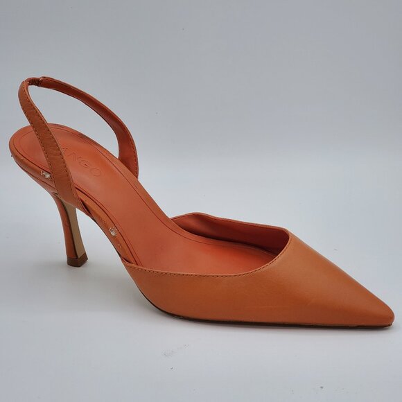 Mango Shoes - MANGO Women's Leather Pointed Toe Stiletto Sling Pump, Size 8.5
